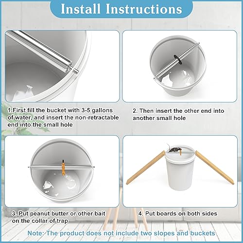 Miniatura 4 de Paquete de 2 trampas para ratones de troncos rodantes, balde de trampa para ratones vivos, trampas para ratas para casa, captura de liberación