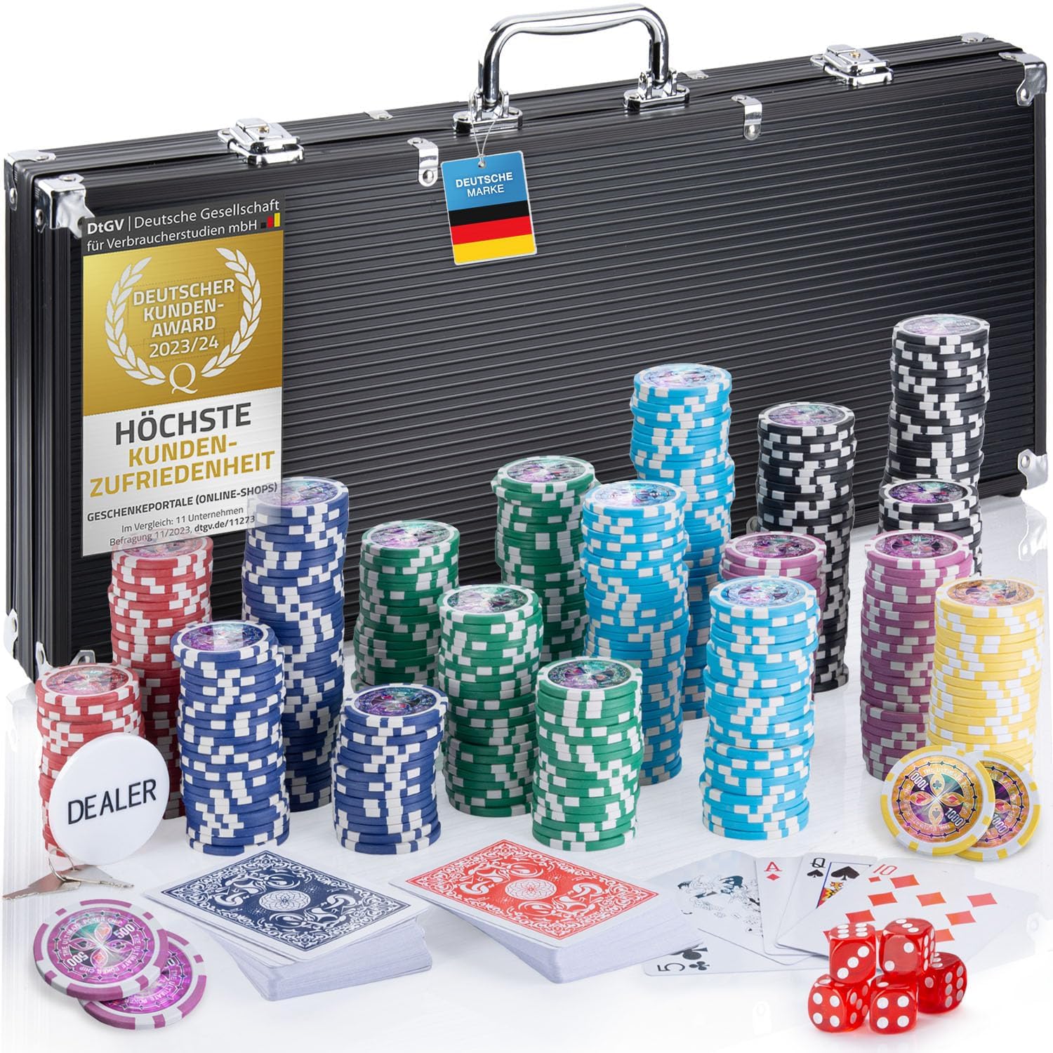 GOODS+GADGETS® Poker Set 500 Chips with Lockable Aluminium Case