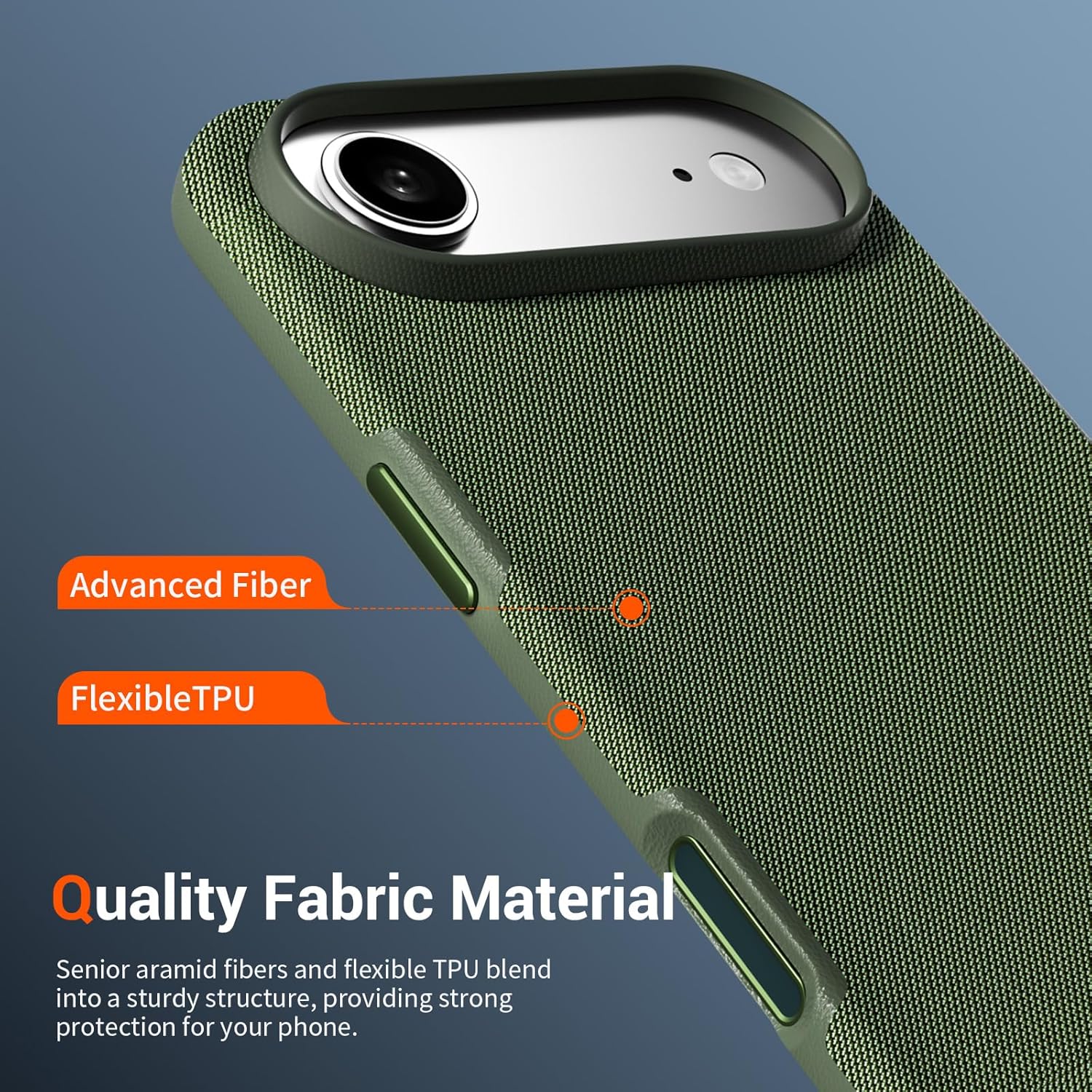 vnnink Magnetic for iPhone Air Case (Compatible with MagSafe) (Camera Control Button) Technical Fabric Nylon Phone Case for iPhone Air, Shockproof Military Drop Protection,Green