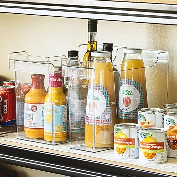 Sorbus Under-Sink Organizer Bins with Wheels & Handles (2 Sizes) | Rolling organization with easy access for spray bottles and cleaning supplies under kitchen counters.