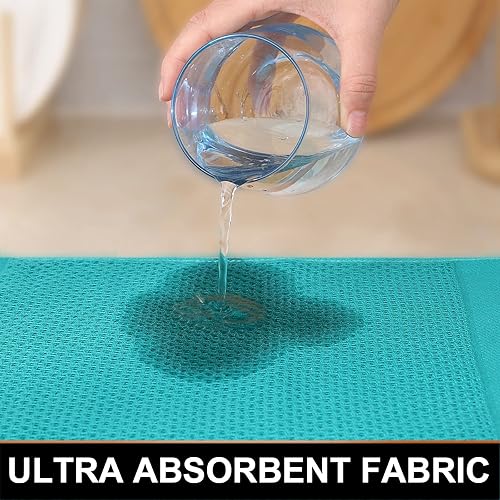 Miniatura 23 de Homaxy Toallas de cocina 100% algodón con tejido gofre, 13 x 28 pulgadas, súper absorbentes y lavables a máquina, para secar platos, paquete de 4