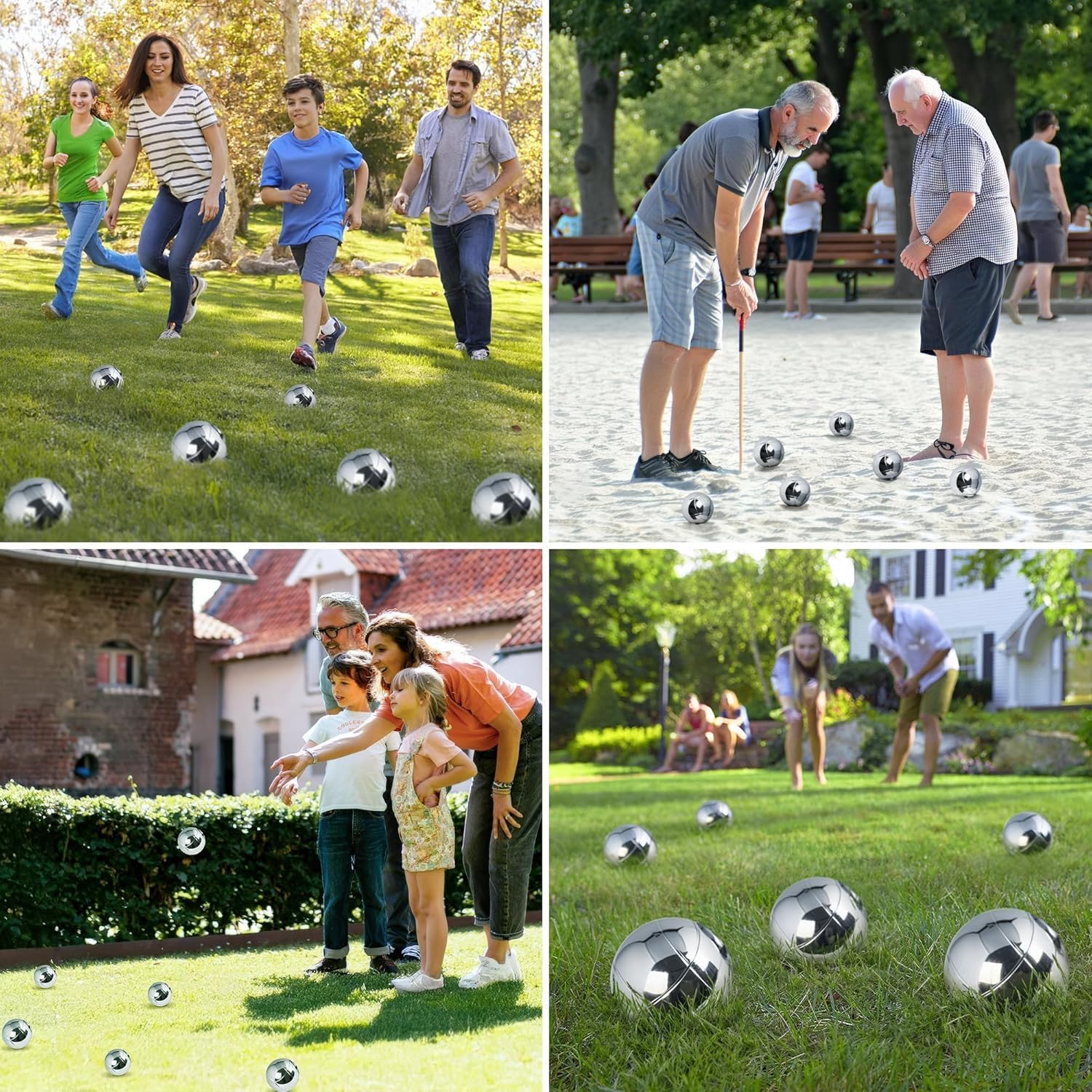 Boule Set 6 Kugeln Metall,Petanque & Boccia Kugeln mit 2 Zielkugeln, Magnetischem Kugelheber, Abstandsmessern & Oxford Tragetasche – Outdoor Gartenspiel für Erwachsene & Familie