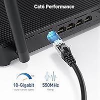 Vista 3 de Cable Matters Paquete de 5 cables Ethernet Cat 6 sin enganches de 10 Gbps, 7 pies, cable Cat 6, cable Cat6, cable Ethernet, negro