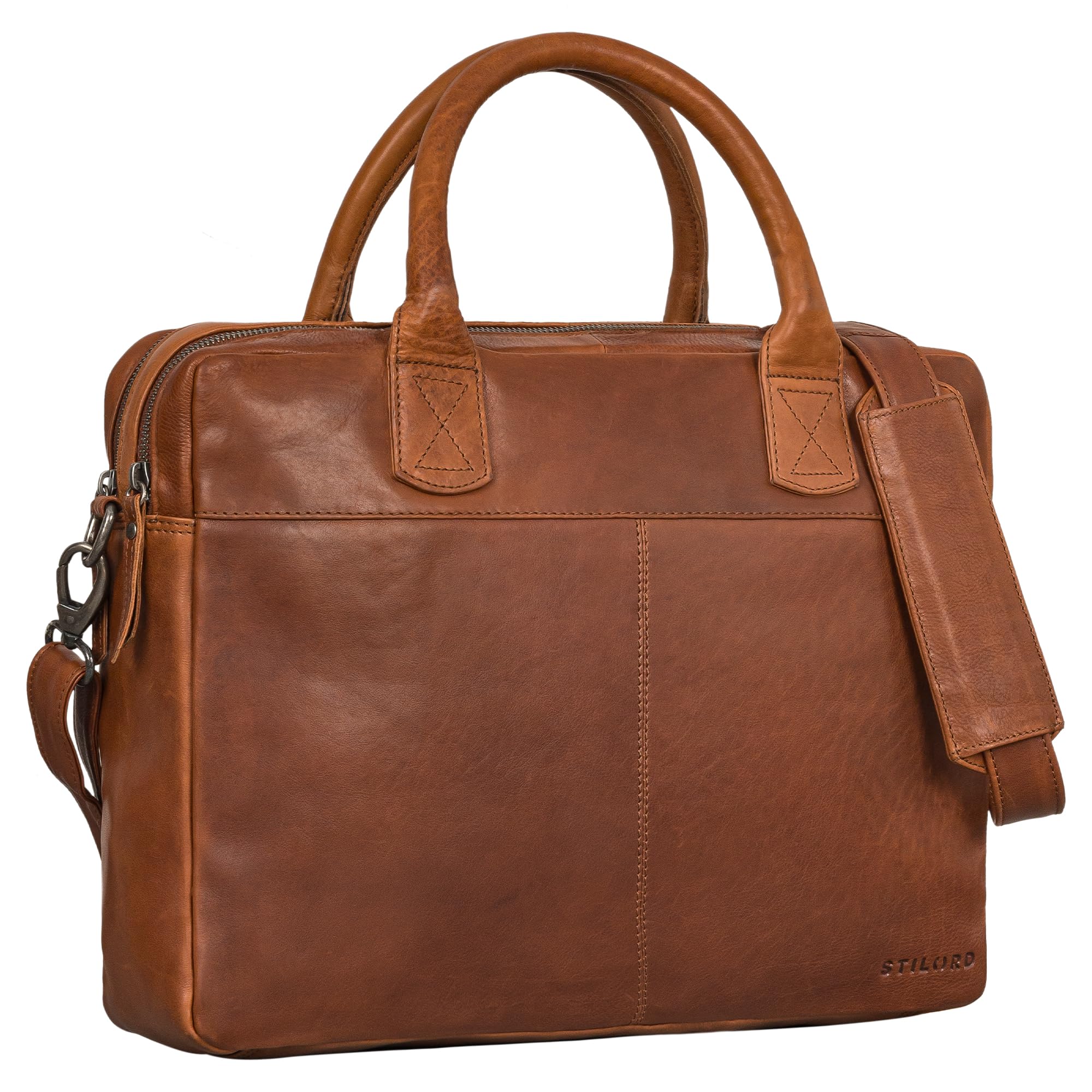 STILORD "Performance" Vintage Borsa Porta Pc Donna Pelle Cartella a Tracolla per Laptop 15,6 Pollici Borsa da Lavoro Borsa Ufficio Donna Vera Pelle Colore:sila - marrone