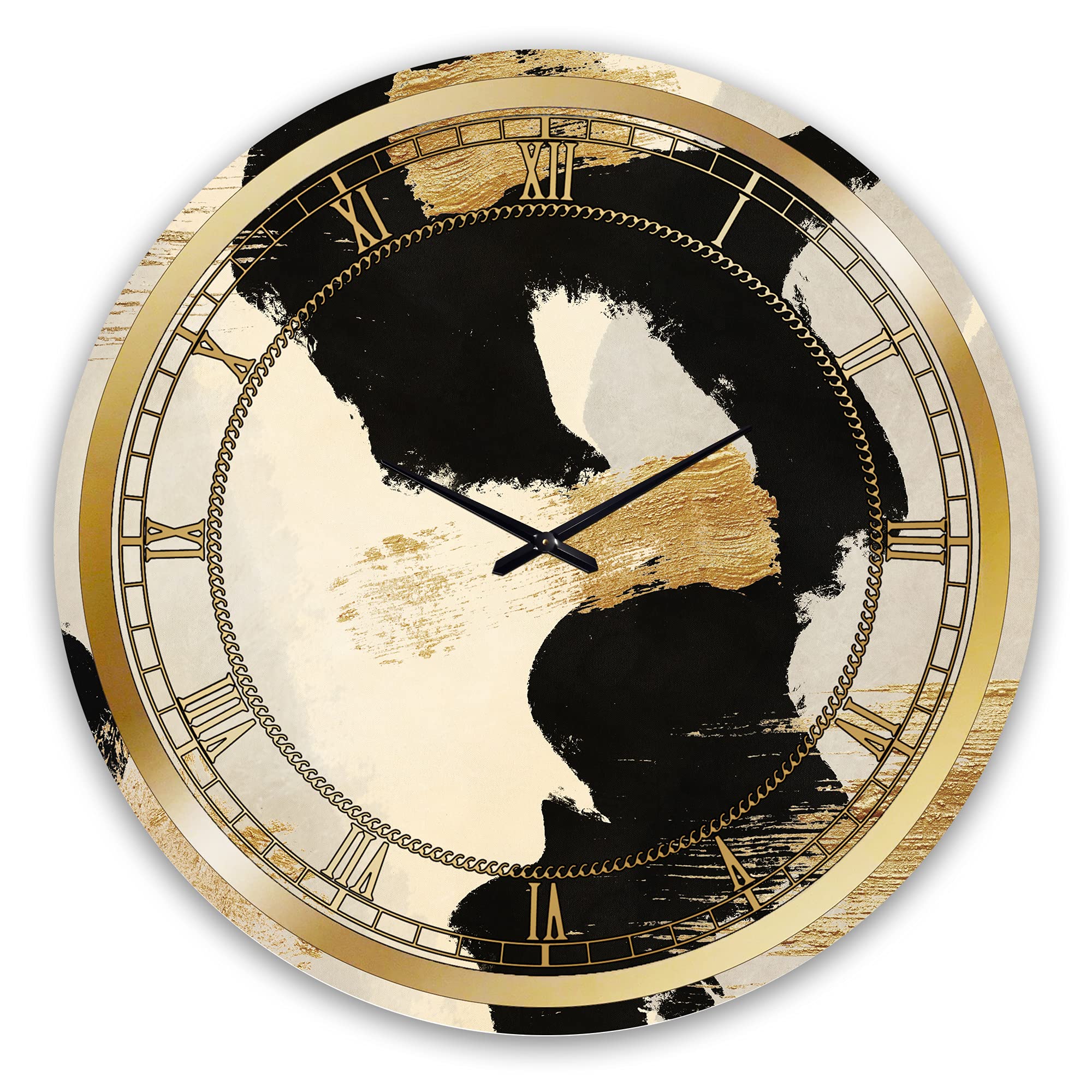 DesignQ Glam Wall Clock 'Glam Collage III' Abstract Large Wall Clock for Living Room Decor