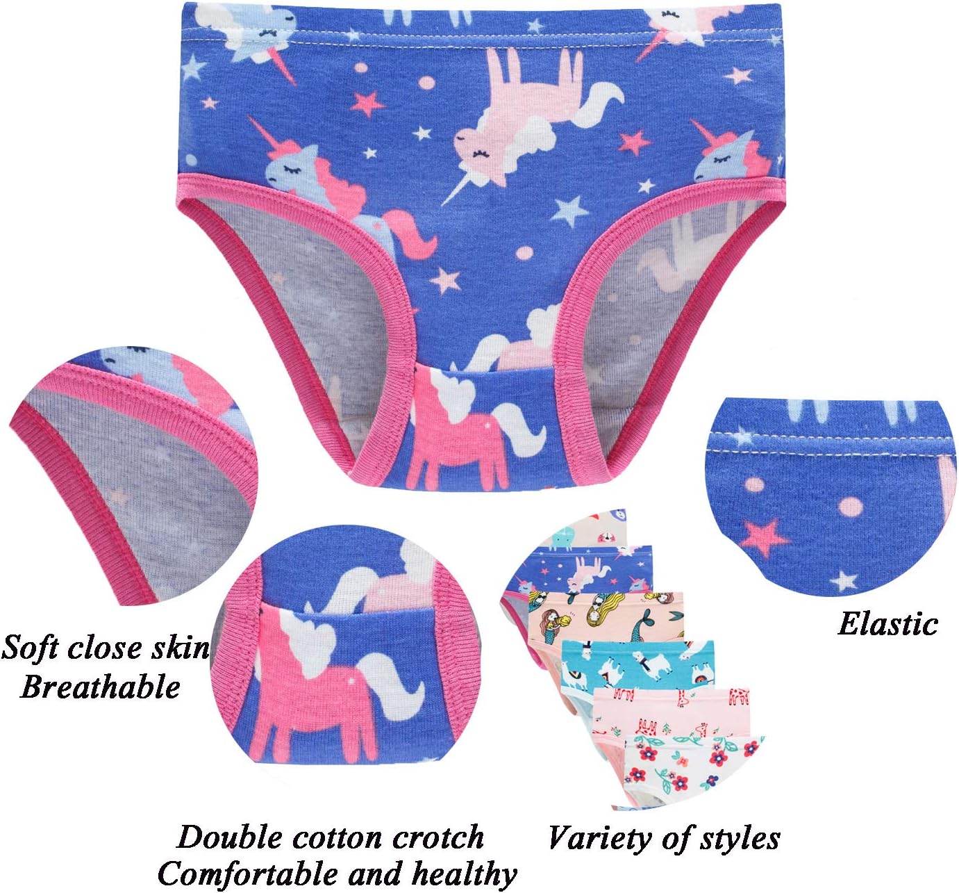 Boboking Soft Cotton Underwear Toddler Girls'Briefs Soft Undies 3 Style/A11