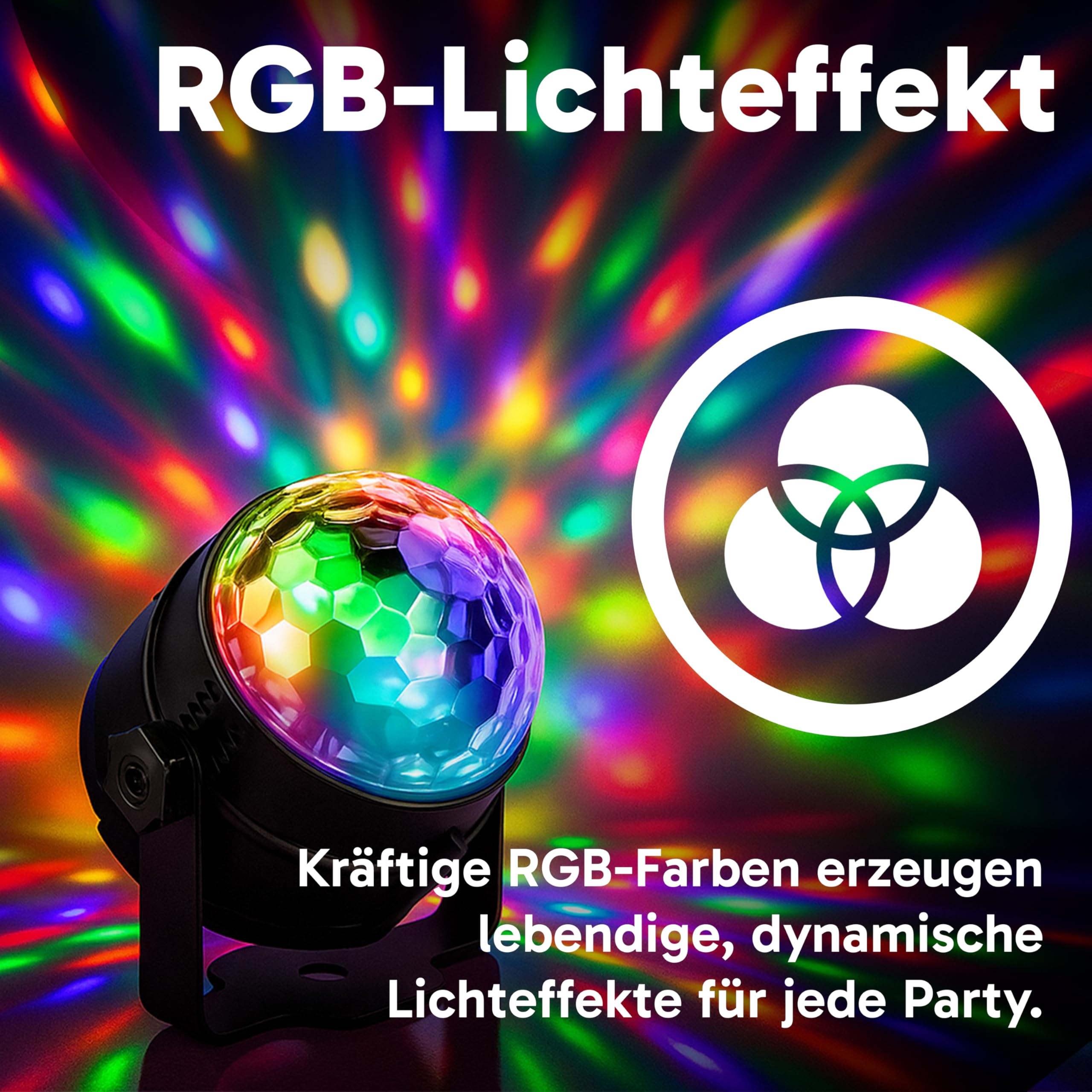 Retoo Boule disco, contrôlée par la musique avec télécommande, 7 combinaisons de couleurs RGB, éclairage de fête, boule disco grand angle, pour Fête/DJ/Noël/Bar/Enfants, Noir