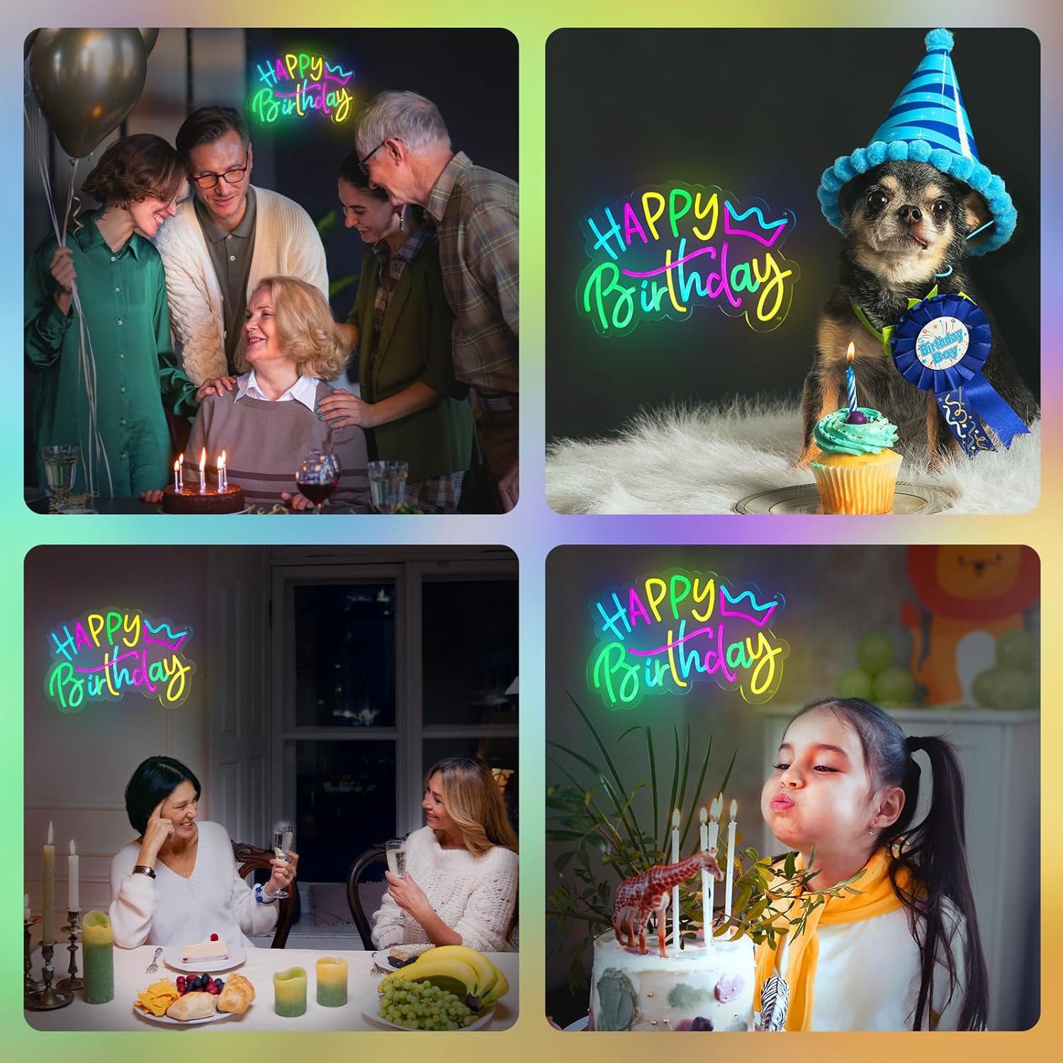 Large Happy Birthday Neon Sign for Birthday Party, Happy Birthday Light up Sign, Led Neon Sign with Dimmable Switch for Wall Decor, Party Decoration Use, Power by USB(16.8 X 12.8 inches) - Image 6