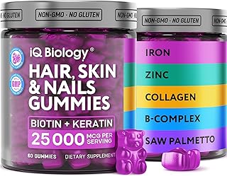 Biotin Gummies for Hair, Skin and Nails - Hair Growth Vitamins for Women & Men - Hair Loss Gummy Supplement with Extra Strength Biotin (Vitamin B7), Collagen, Keratin & DHT Blocker - 60 Chewable Bears