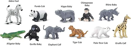 Miniatura 4 de Figura de juguete Safari Ltd Zoo Babies TOOB con 11 adorables animales bebé incluidos cebra bebé panda hipopótamo chimpancé rinoceronte cocodrilo