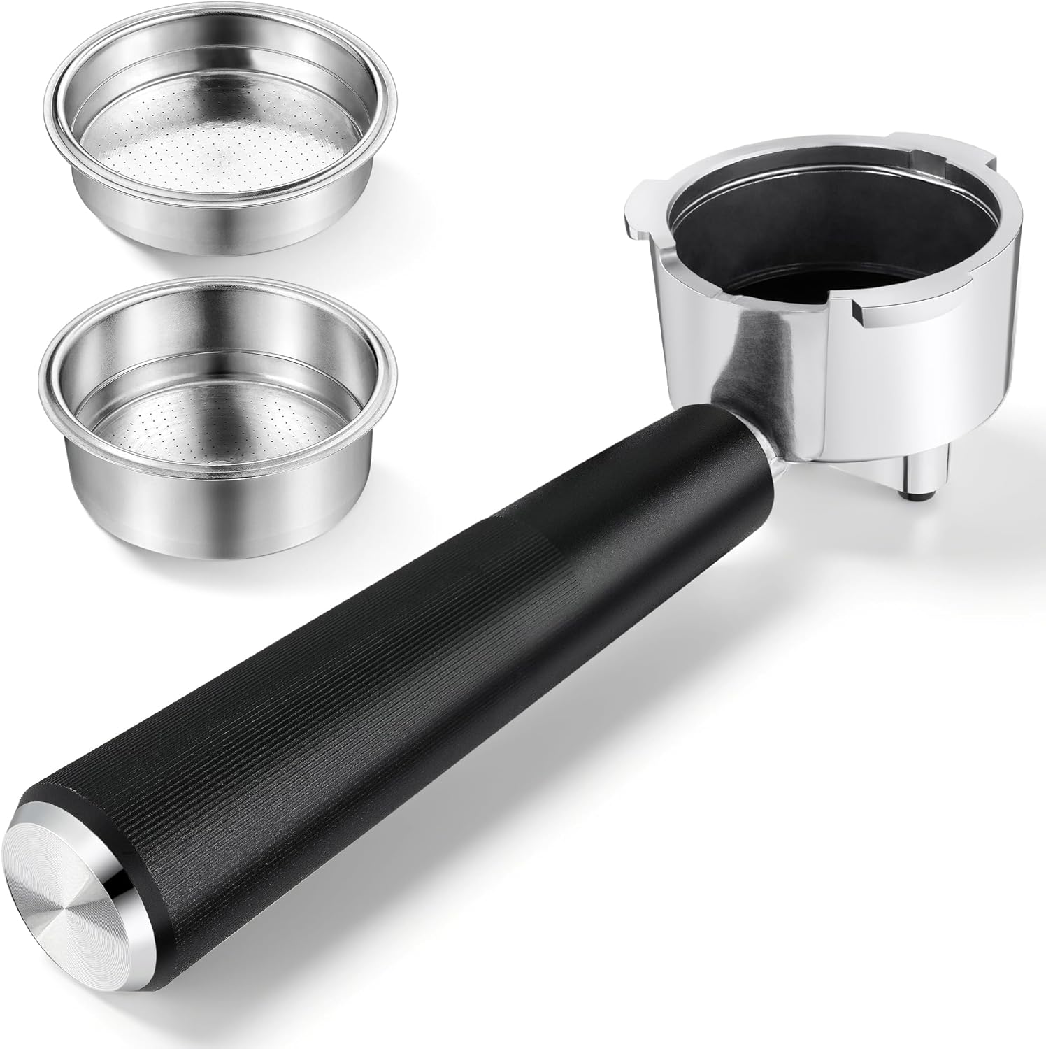 51mm Portafilter Set for only De’Longhi EM450M Classic Espresso Machine, 3 Ears Portafilter with 2 Pressurized Stainless Steel Filter Baskets (1-Cup Filter and 2-Cups Filter)