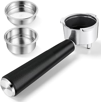 51mm Portafilter Set for only DeLonghi EM450M Classic Espresso Machine, 3 Ears Portafilter with 2 Pressurized Stainless Steel Filter Baskets 1-Cup Filter and 2-Cups Filter