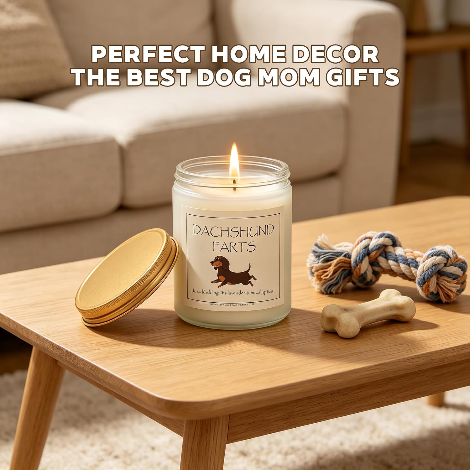 Funny Dachshund Gifts for Women, Dog Mom Gifts, 100% Soy Wax, 7 Oz