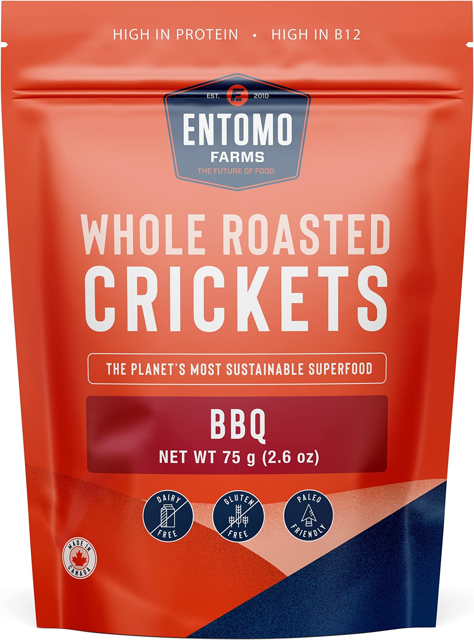 ENTOMO FARMS Seasoned Whole Roasted Crickets (BBQ Flavored Crickets, 2.6 oz)