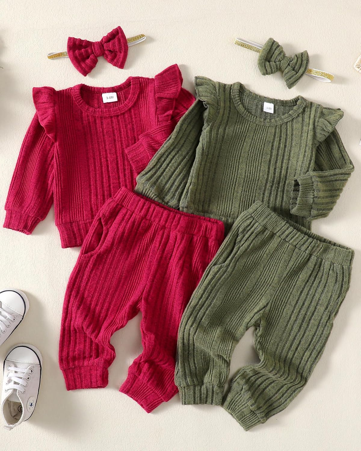 Mioglrie Toddler Baby Girl Clothes Fall Winter Sweatsuit Newborn Sweatshirt Sweat Pant Sets Outfits Infant Girls Clothing