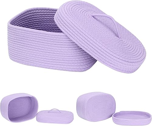 Miniatura 64 de Sea Team Round Cotton Rope Storage Basket with Lid, Lidded Woven Storage Bin, Nursery Storage Container, Diaper Caddy, Baby Shower Basket, Box, Cream