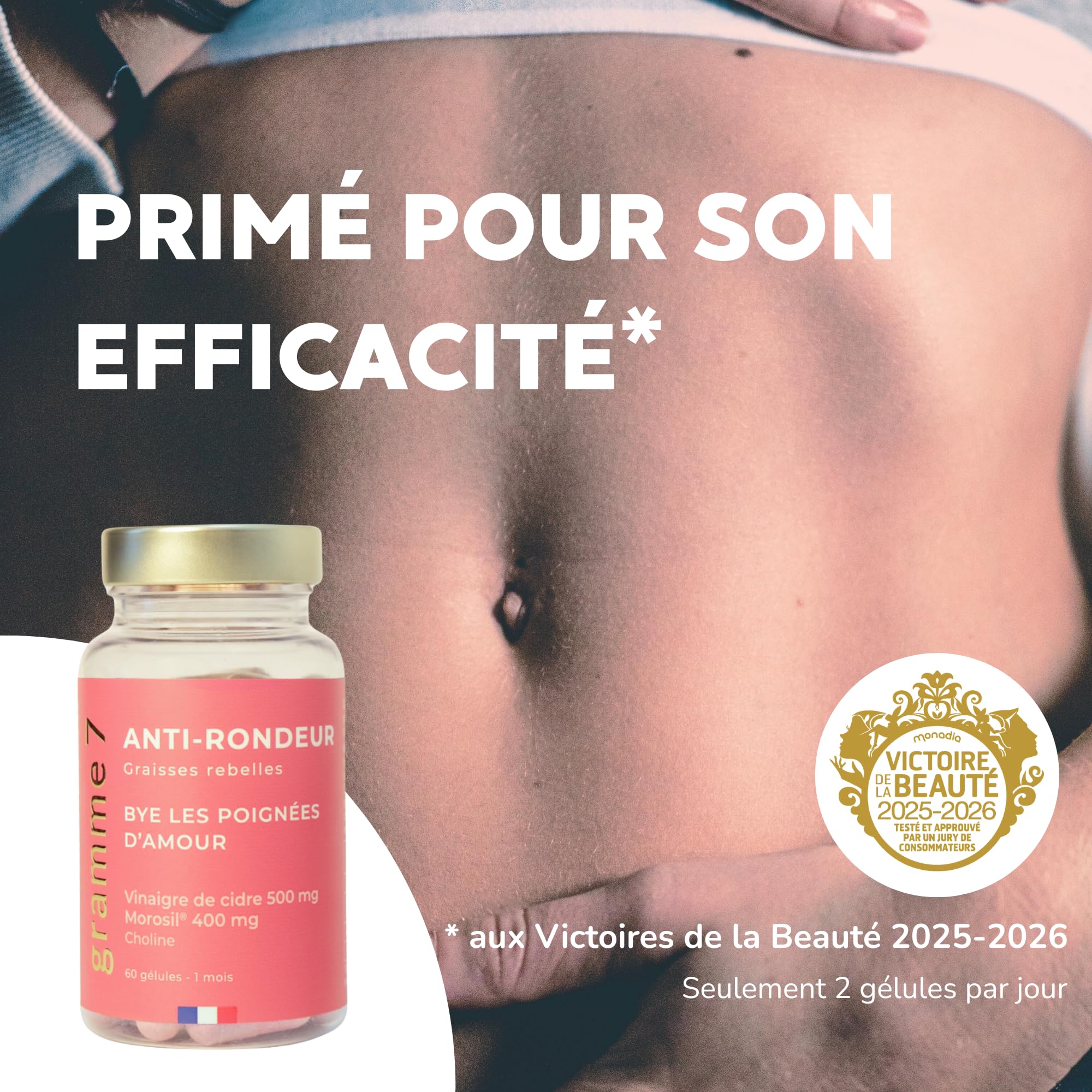 Morosil® 400 mg - Brûleur de Graisse Puissant - Vinaigre de Cidre 500 mg - Choline - Perte de Poids & de Graisse Abdominale - 60 Gélules - Vegan - Fabriqué en France