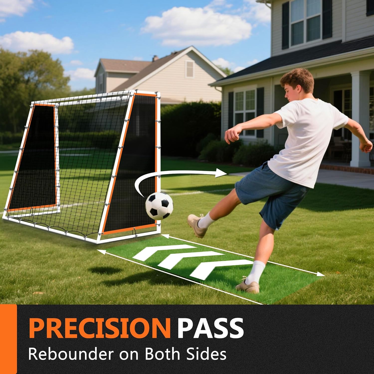 Aluminum Soccer Rebounder Net 7x5 Soccer Goals Rebounder Kid Board Big Bounce Back Wall Full Size Heavy Duty Large Practice Professional Training Kit Equipment Soccer Net Backyard Portable Youth 7*5ft