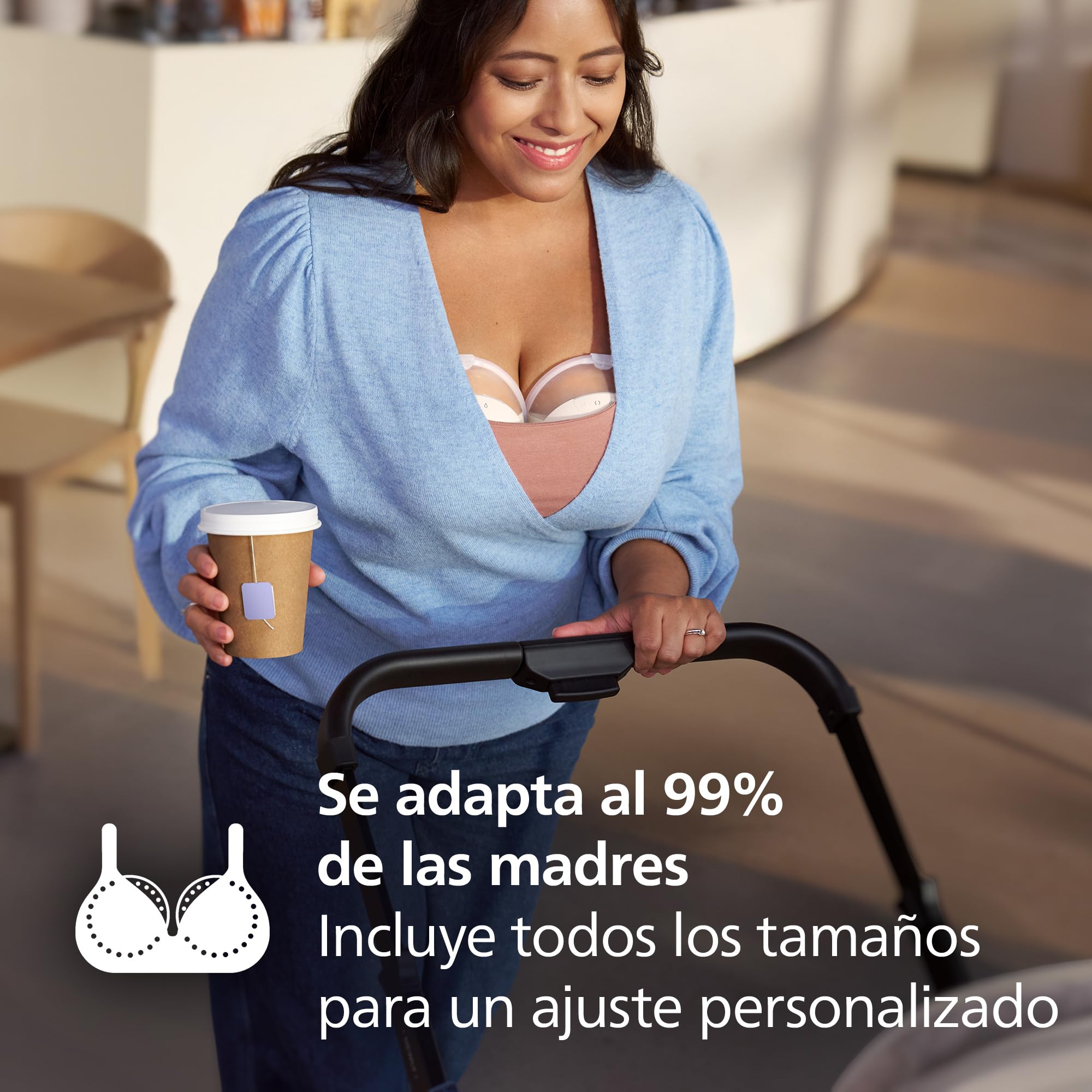 Philips Avent Natural Care portátil Extractor de leche eléctrico doble - Imita el ritmo natural de succión del bebé, cojín de silicona SkinSense, motor de potencia hospitalaria, SCF495/11