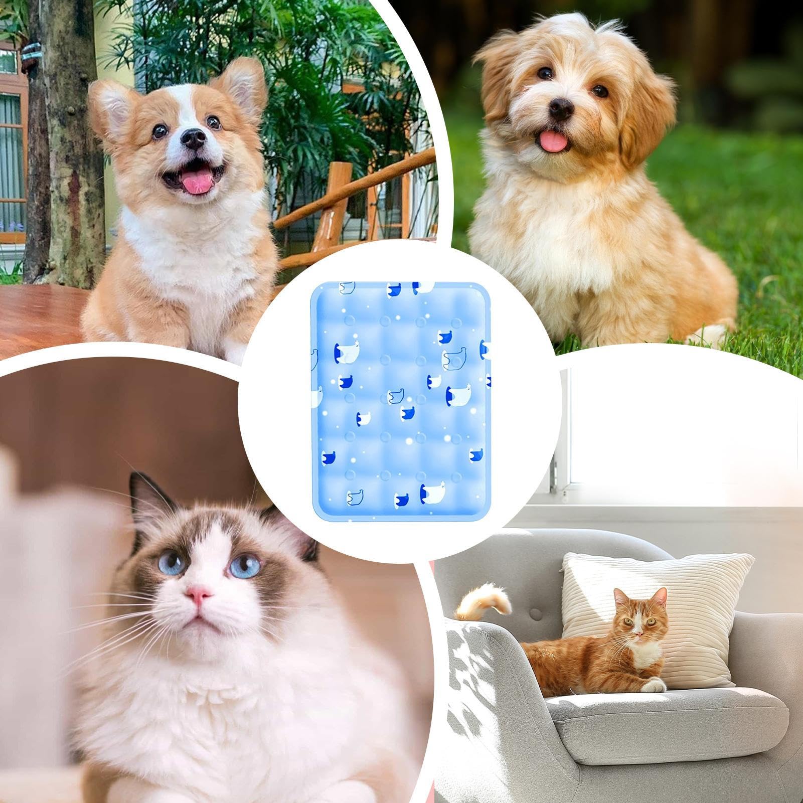 Feng Shui， Podkładka chłodząca dla psa | Zagęścić chłodzącą matę dla psa Cool Pad | Poduszka letnia artykuły dla zwierząt, duże legowisko dla szczeniąt antypoślizgowe do wewnątrz, na zewnątrz, podłoga