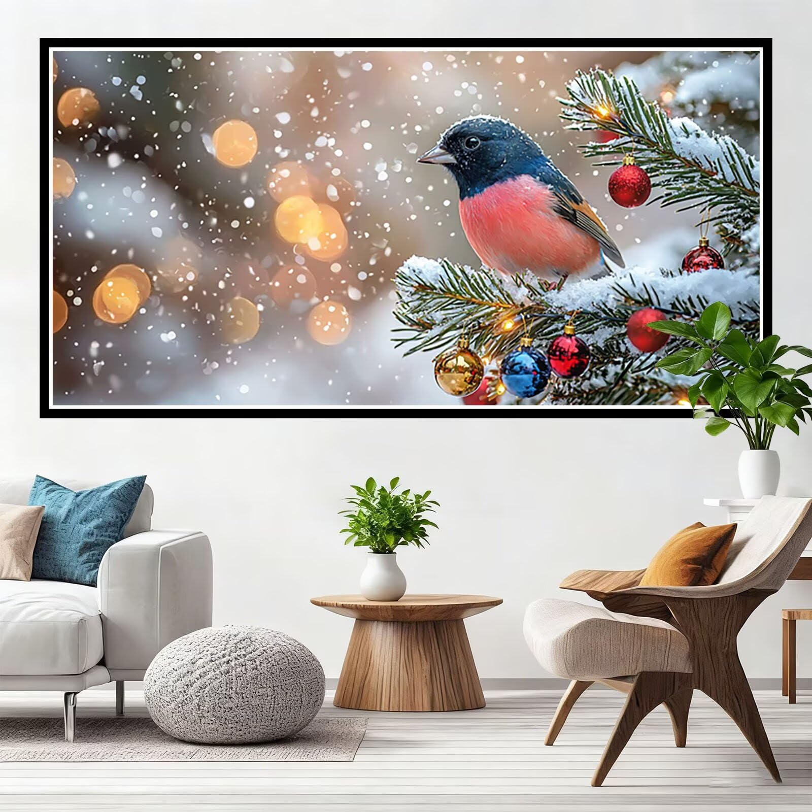 Malarstwo diamentowe Boże Narodzenie malowanie diamentowe duży rozmiar 55 x 110 cm, diamentowe malowanie dorośli ptak diamenty kryształowe sztuka, DIY 5D okrągły diament haft krzyżykowy sztuka do
