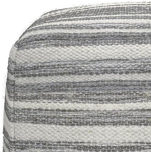 Miniatura 5 de SIMPLIHOME Carina Puf cuadrado contemporáneo tejido en mezcla negra, blanco para la sala de estar, dormitorio y habitación de los niños