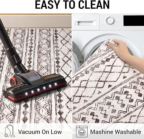 Miniatura 5 de KUTA Alfombra marroquí lavable de 2 x 8 pies, antideslizante, vintage, marrón, bohemio, pasillo, cocina, alfombra de pasillo ultra suave, con