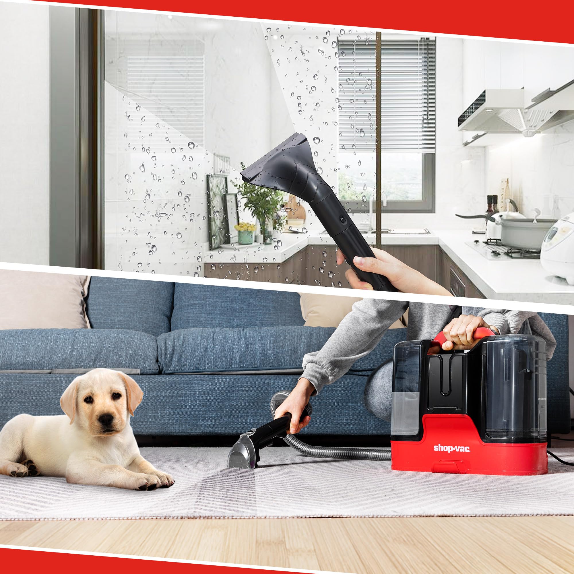 Shop-Vac Przenośna maszyna do czyszczenia dywanów i tapicerek, potężny środek do czyszczenia plam zwierząt domowych, sofy, dywanu, materaca, zasłon i okien, lekka z jednym środkiem czyszczącym