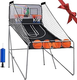 Outspurge Foldable Electronic Dual Basketball Arcade Game,Double Shot 2Player,8 Game Options w/4 Balls LED Scoring System & Indoor Basketball Game for Kids, Youth Adults