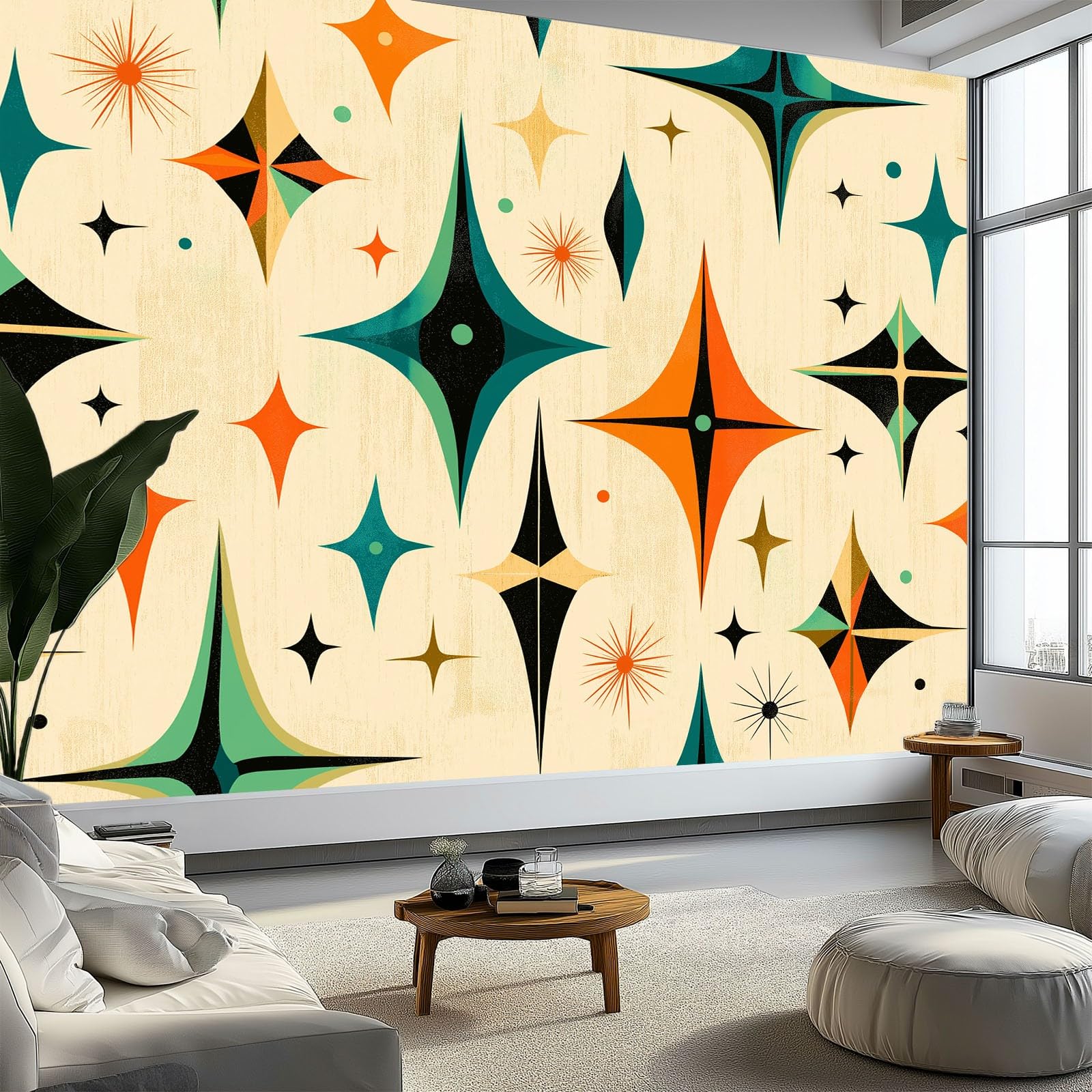 Kreatywna geometryczna panoramiczna tapeta gwiazdkowa 350 x 256 cm (dł. x wys.) plakat gigantyczny plakat tapeta z włókniny ścienna do salonu sypialni Sofa TV tło dekoracje ścienne, sztuka vintage