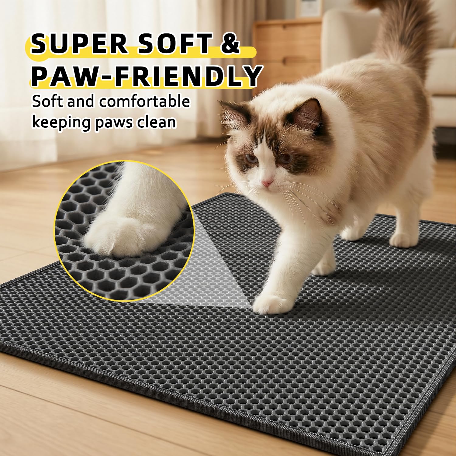 Katzenklo Matte, Katzenklo Matte, Honeycomb Double Layer Trapping Litter Mat Design, Wasserdicht Urinproof Kitty Litter Mat, Easy Clean Scatter Control