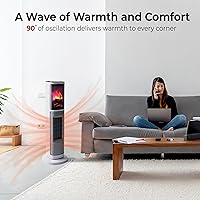 Vista 6 de Comfort Zone 25" Tower Space Heater with 3D Flame Effect, 1500W/1000W, 8H Timer, 75° Oscillation, Thermostat, Remote Control, Overheat & Tip-Over