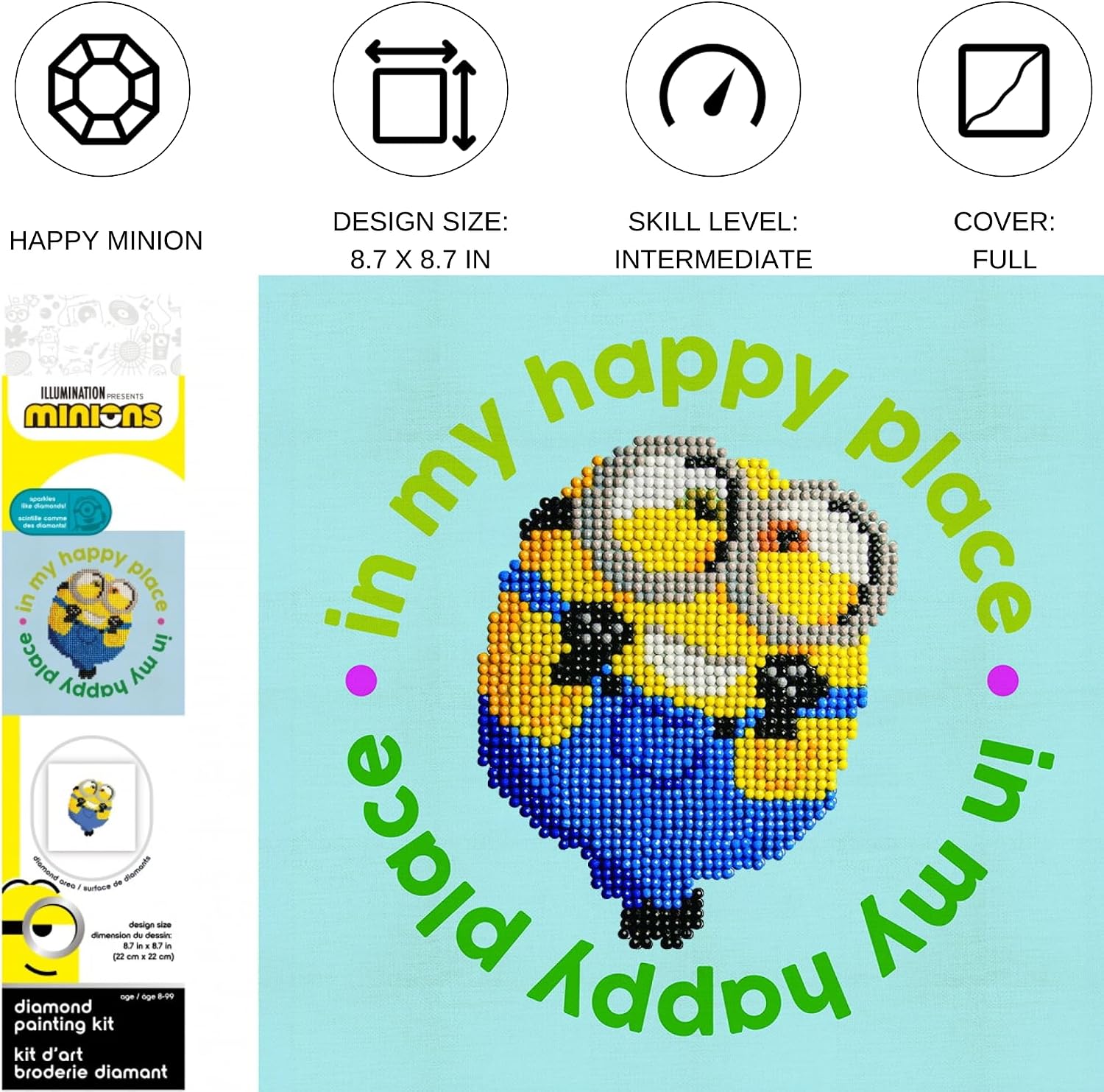 DIAMOND DOTZ Happy Minion Diamond Painting Kits for Adults - Diamond Art Kits a Relaxing Creative Craft Kit with Dotz Gems