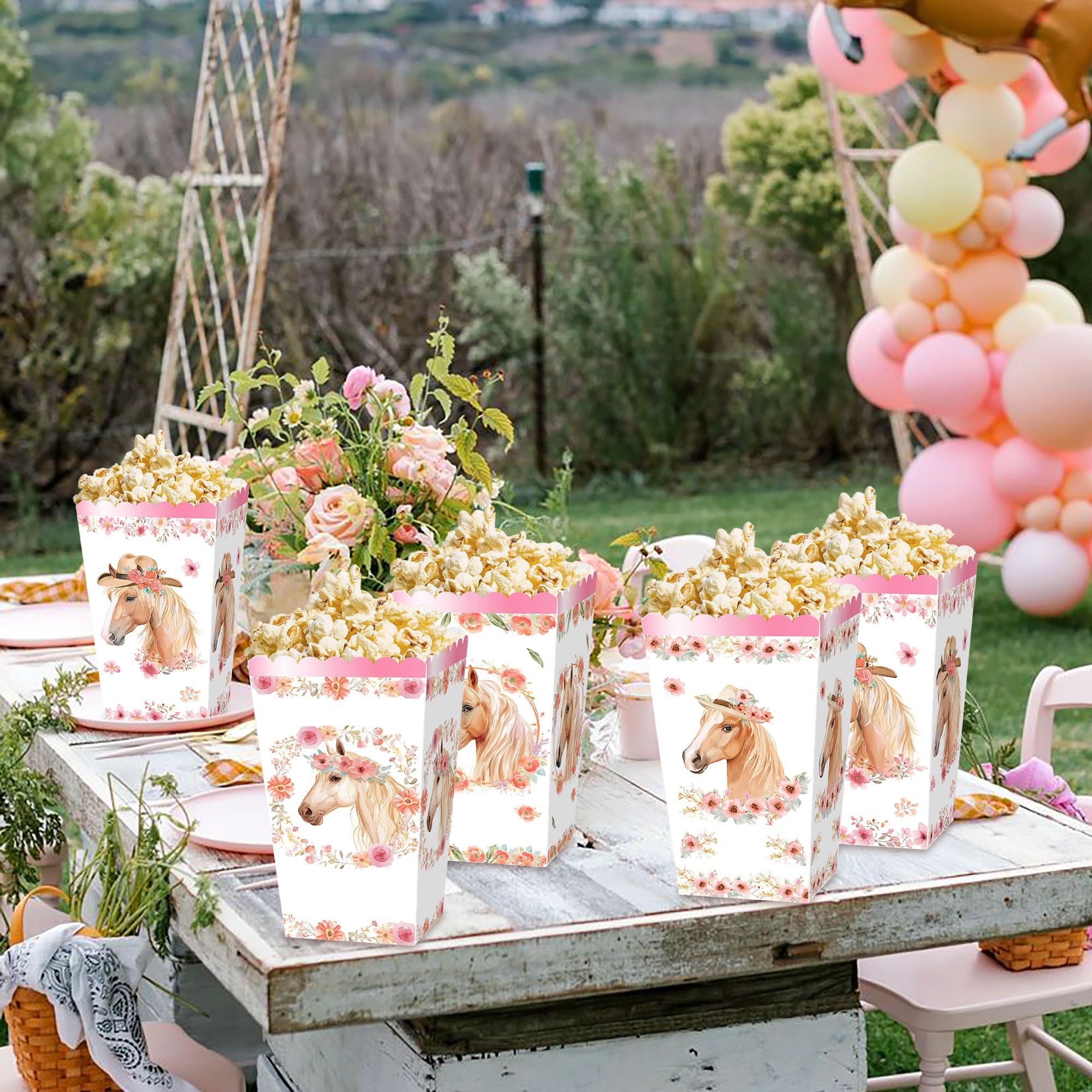 12 Pferde-Popcorn-Boxen Für Western-Party – Geburtstagsdekoration, Snackbox Für Cowboy-Thema