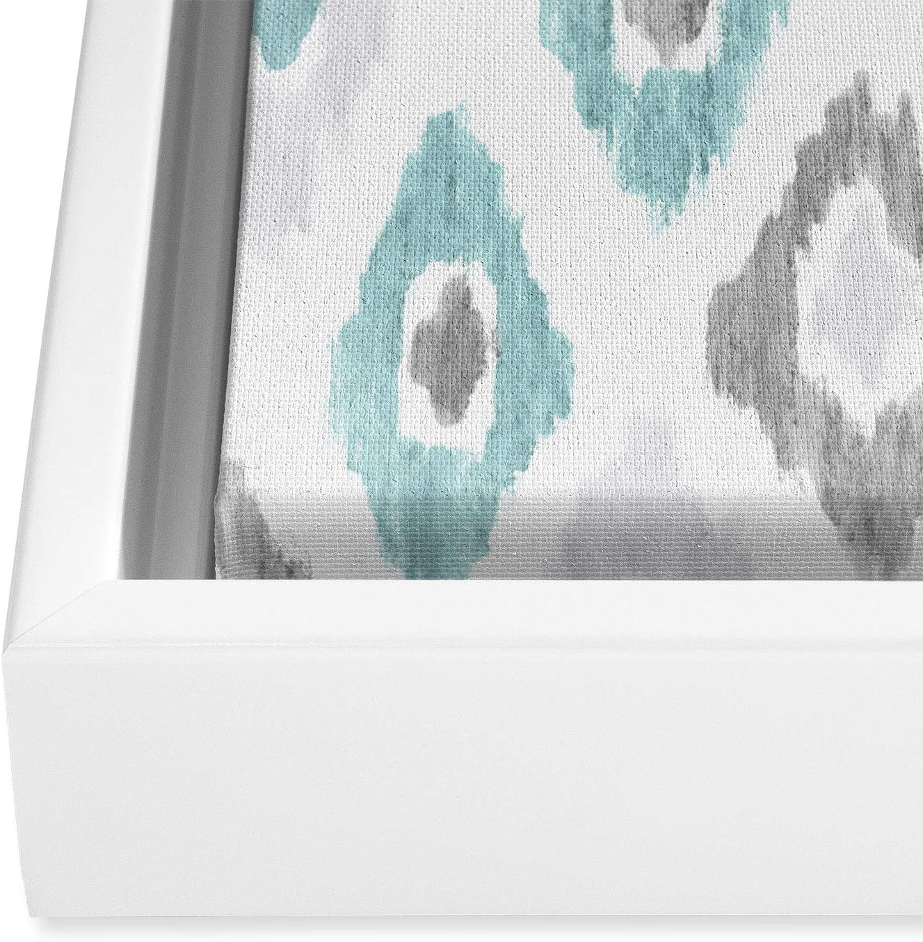 Deny Designs Social Proper Quiet Ikat White Framed Art Canvas, 8" x 10"
