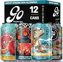 Go Brewing - IPA 12 Mixed Pack - Non Alcoholic Beer - Small Batch Brew - Low Calorie Drink - Featuring Double IPA, Disarm Hazy, Grapefruit & Tropical IPA - Low-Calorie, NA Brew (12 oz, 12 Pack)