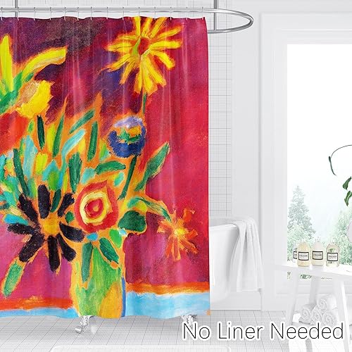 Miniatura 3 de Berkin Arts Georgia O'Keeffe - Juego de cortinas de ducha para baño con diseño floral de flores, 70 x 70 pulgadas, decoración impermeable de