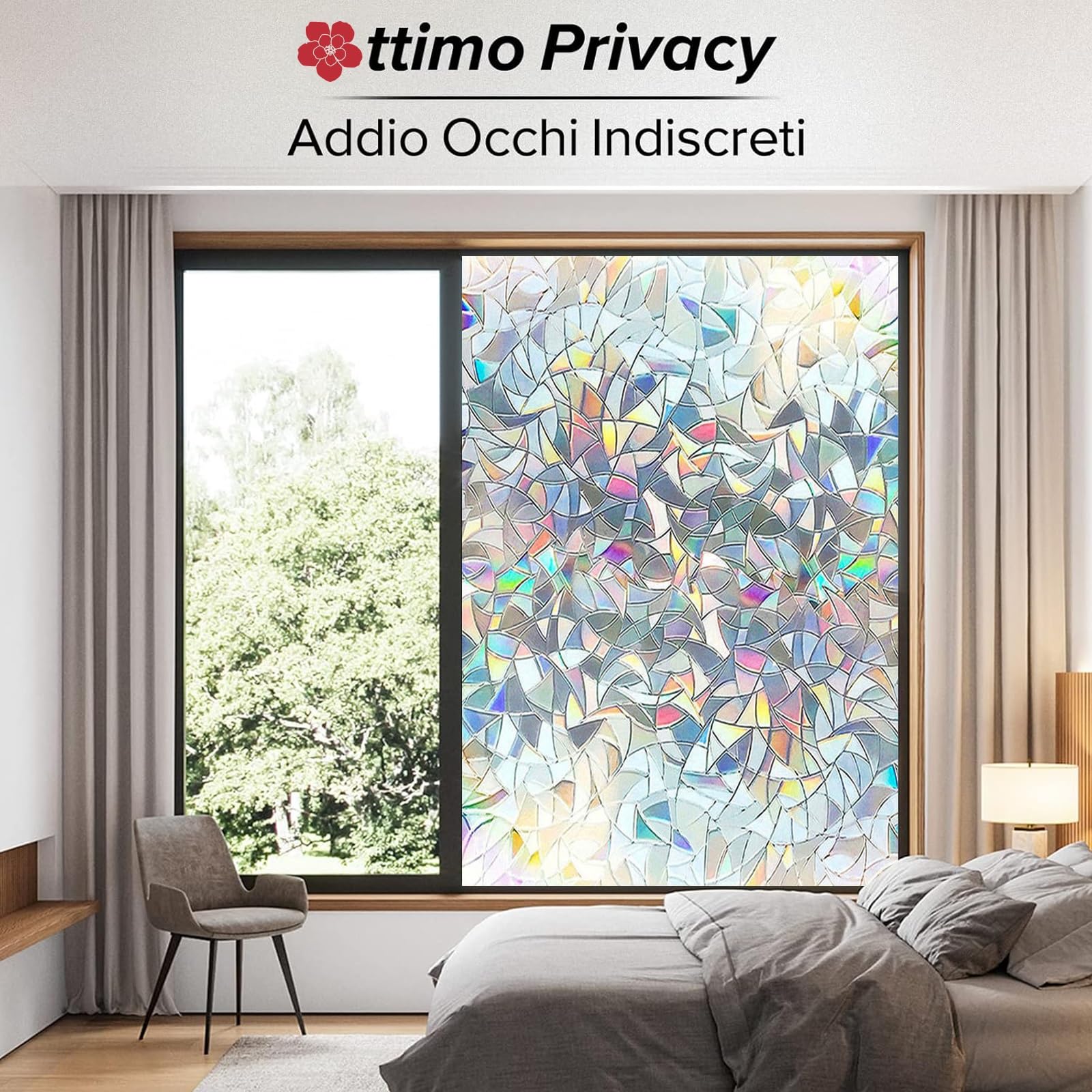 Pellicola Per Vetri Decorativa Con Paesaggio – Effetto Privacy, UV, 89x200 Cm, Stampa A Colori, Senza Colla E Rimovibile