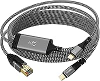 Vista 8 de Cable USB C a Ethernet de 15 pies, cable tipo C a RJ45, conectado directamente, red LAN Gigabit, compatible con Thunderbolt 3/4, para MacBook