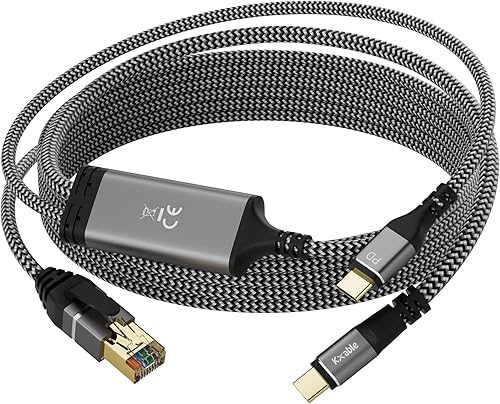 Miniatura 8 de Cable USB C a Ethernet de 30 pies, cable tipo C a RJ45, conectado directamente, red LAN Gigabit, compatible con Thunderbolt 3/4, para MacBook
