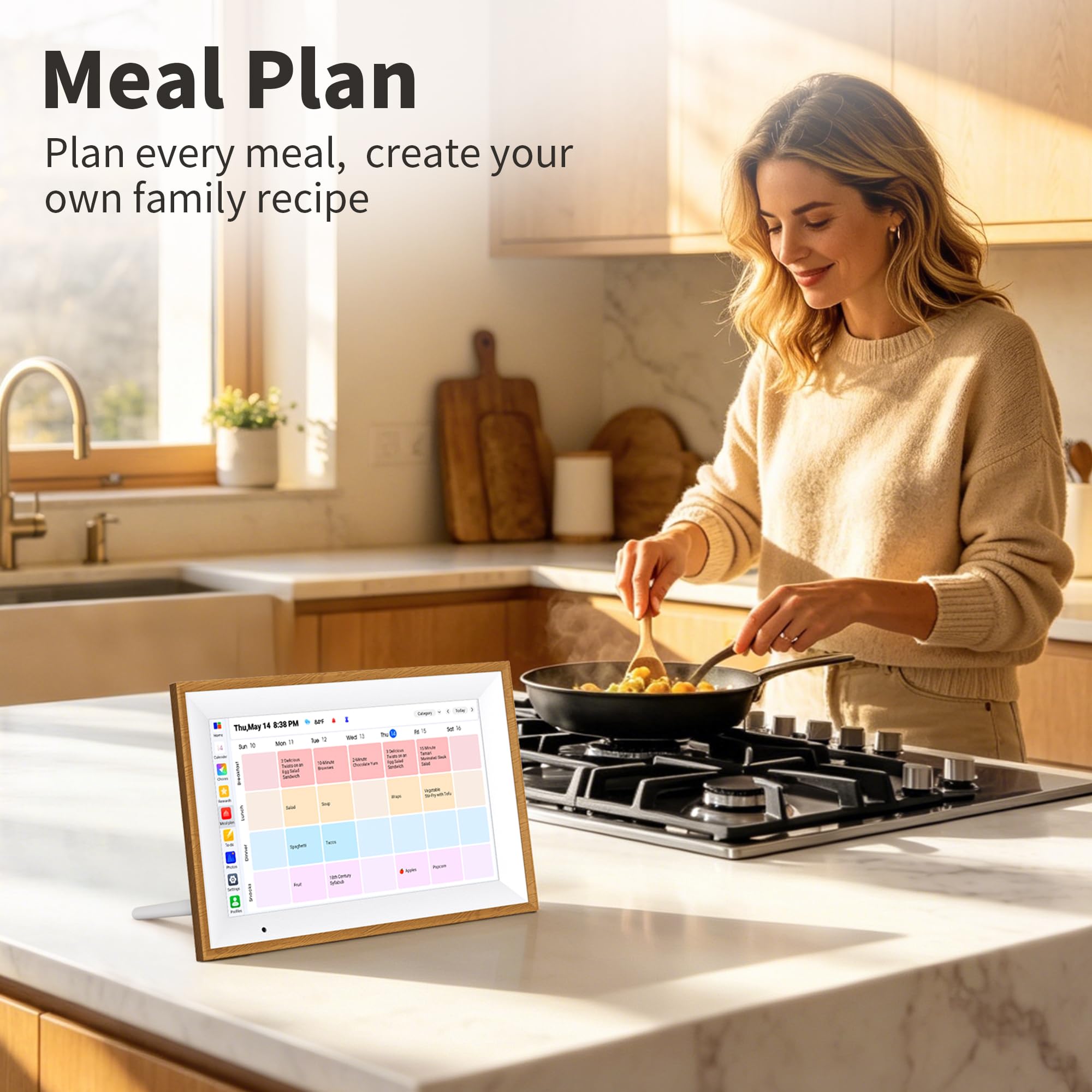 Digitaler Kalender, 25,7 cm elektronischer Kalender für Familienpläne, intelligenter interaktiver Familienplaner mit Aufgabendiagramm, Mahlzeitenplaner, digitales Bilddisplay, Geschenk für Mutter