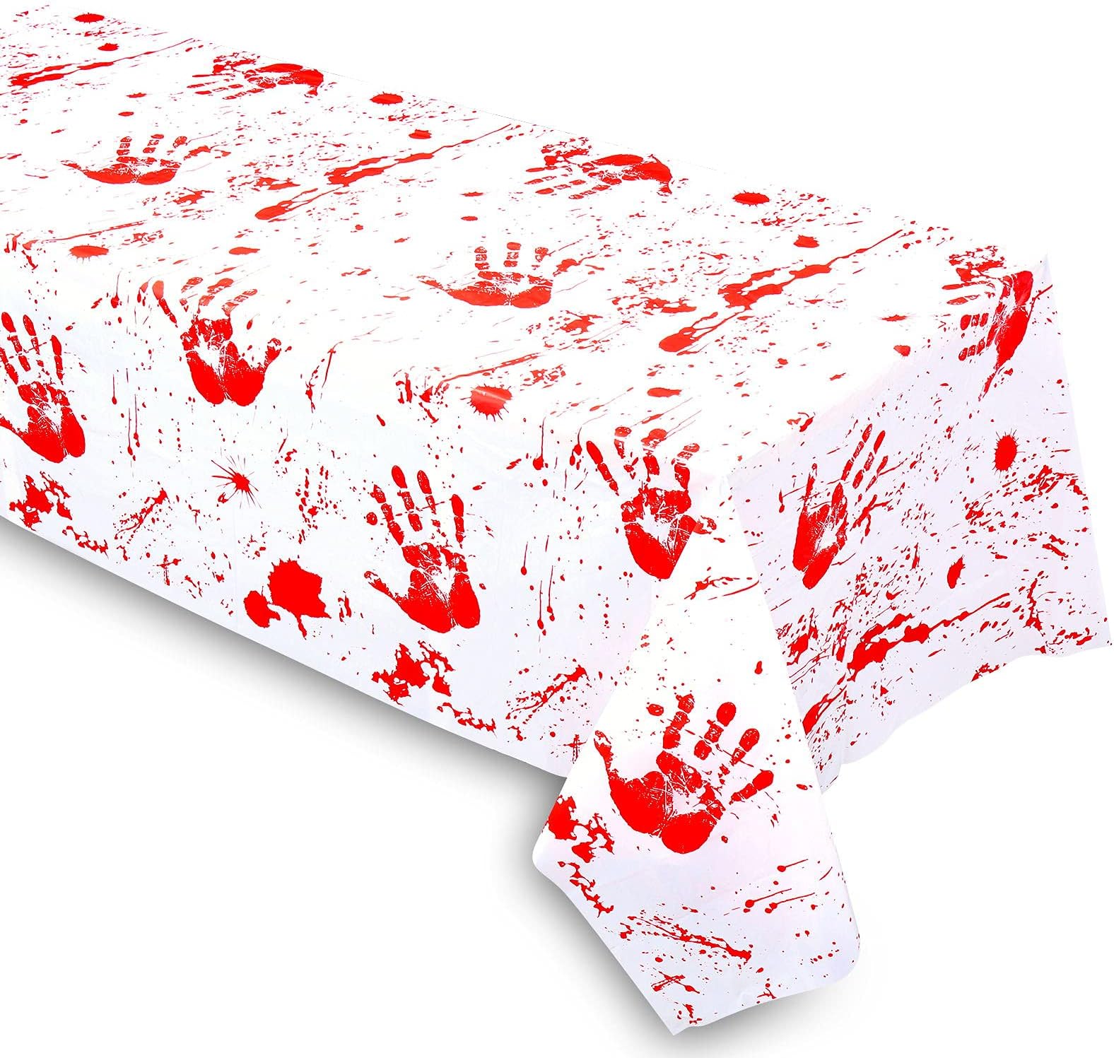 Grabo Bloody Zombie Rectangular Tablecloth, 108 x54in, Polyethylene, White, Halloween Party Supplies Decoration