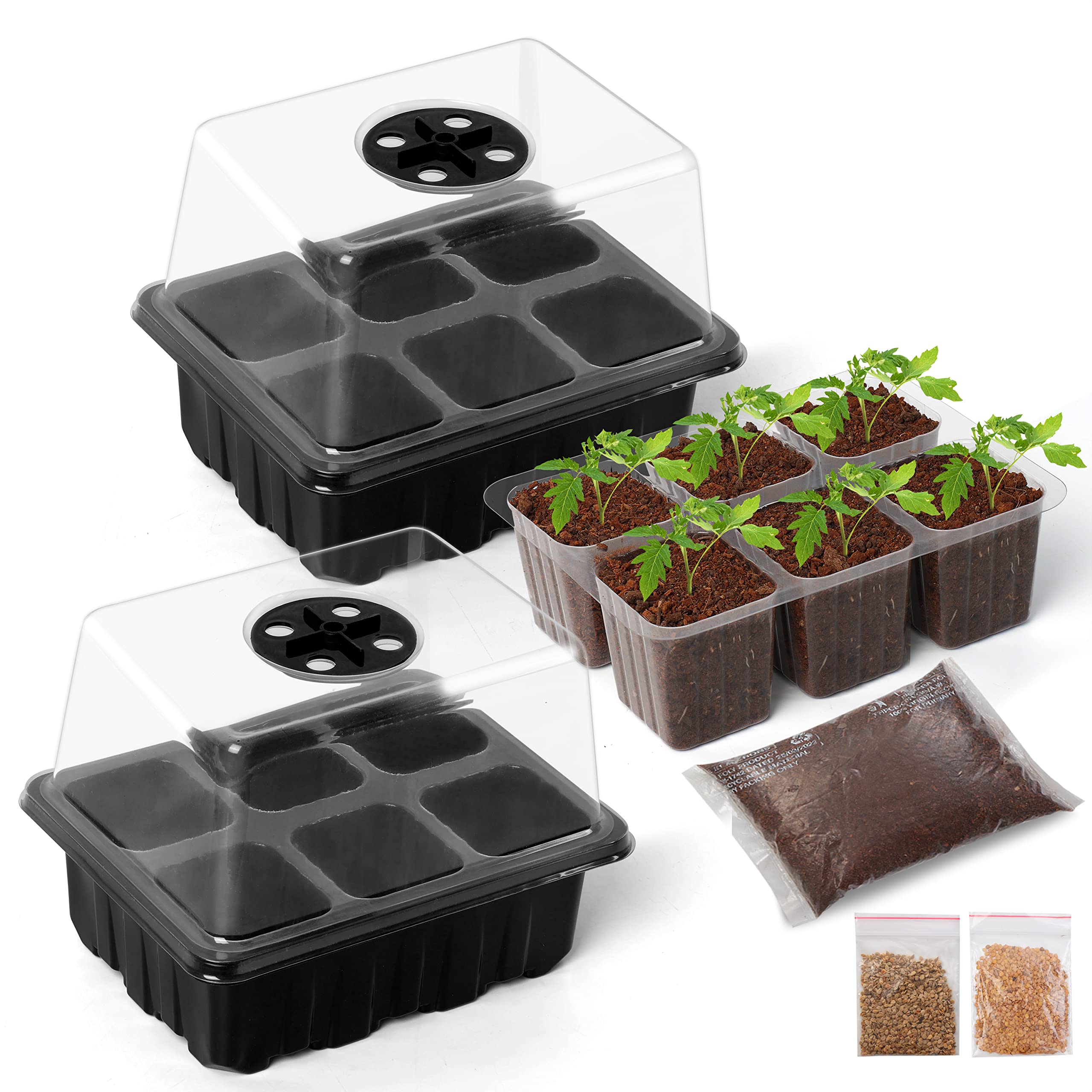 ABOUT SPACE Seedling Tray (2 Pack x 24 Cells) - Seed/Plant Starter Kit - Reusable Greenhouse Germination Tray with Humidity Dome & Fertilizer Soil, Tomato, Brinjal Seed for Garden, Nursery & Home (B0BPCHKCJM) Amazon Price History, Amazon Price Tracker
