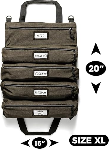 Miniatura 2 de Bolsa enrollable de herramientas oficial Voyager  Bolsa enrollable de 5 bolsillos fácil de transportar  Lona duradera de 20 onzas, cremalleras YKK