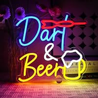 OYCGZV Darts Beer LED Neon Fali Lámpa - Retro Stílusú Világító Dekoráció Bárba, Játékszobába, Férfi Barlangba, 33,5x32 cm 1