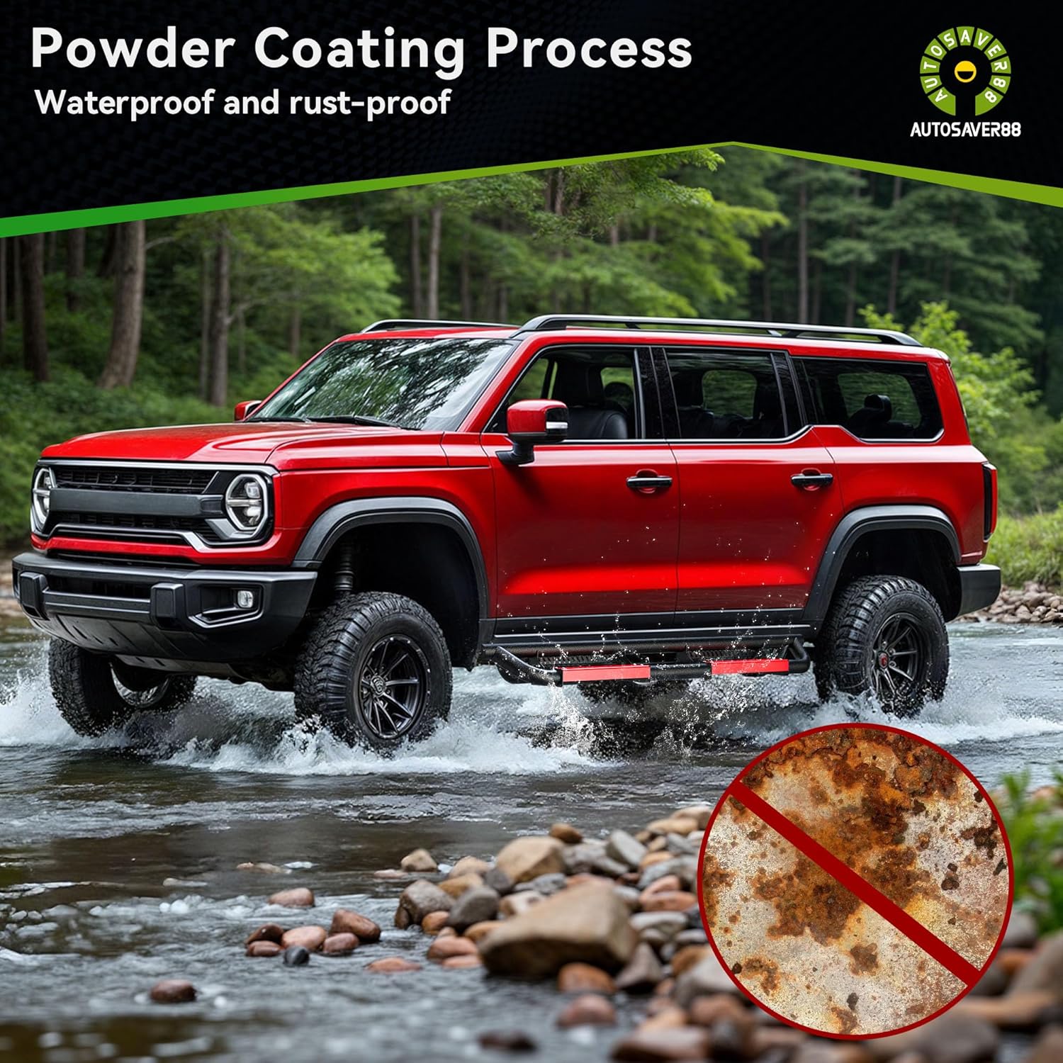Running Boards Compatible with 2021 2022 2023 2024 2025 2026 Ford Bronco 4 Doors, Paintable Side Steps Rail Drop Nerf Bars Carbon Steel