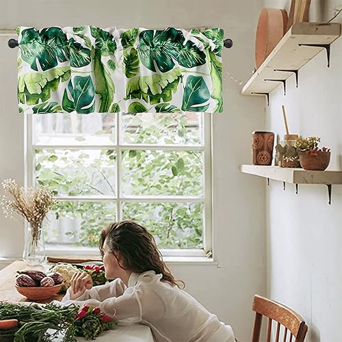 Miniatura 3 de CANVASBEE Cenefas de cocina limón para ventanas, bolsillo para barra de plantas tropicales, 52 x 18 pulgadas, cenefas de cortina para cafetería,