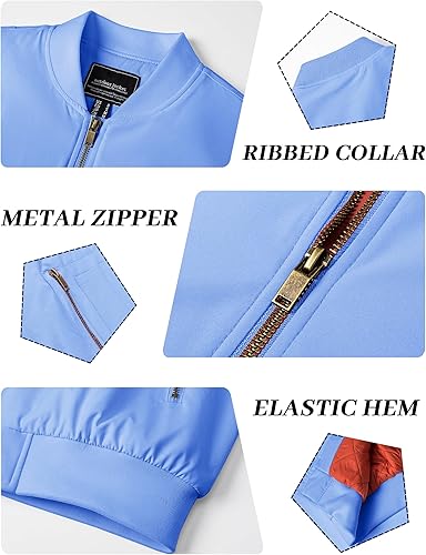 Miniatura 6 de KEFITEVD Chaqueta bomber para hombre, abrigos de invierno con cremallera completa, rompevientos para hombre, abrigos de trabajo casuales