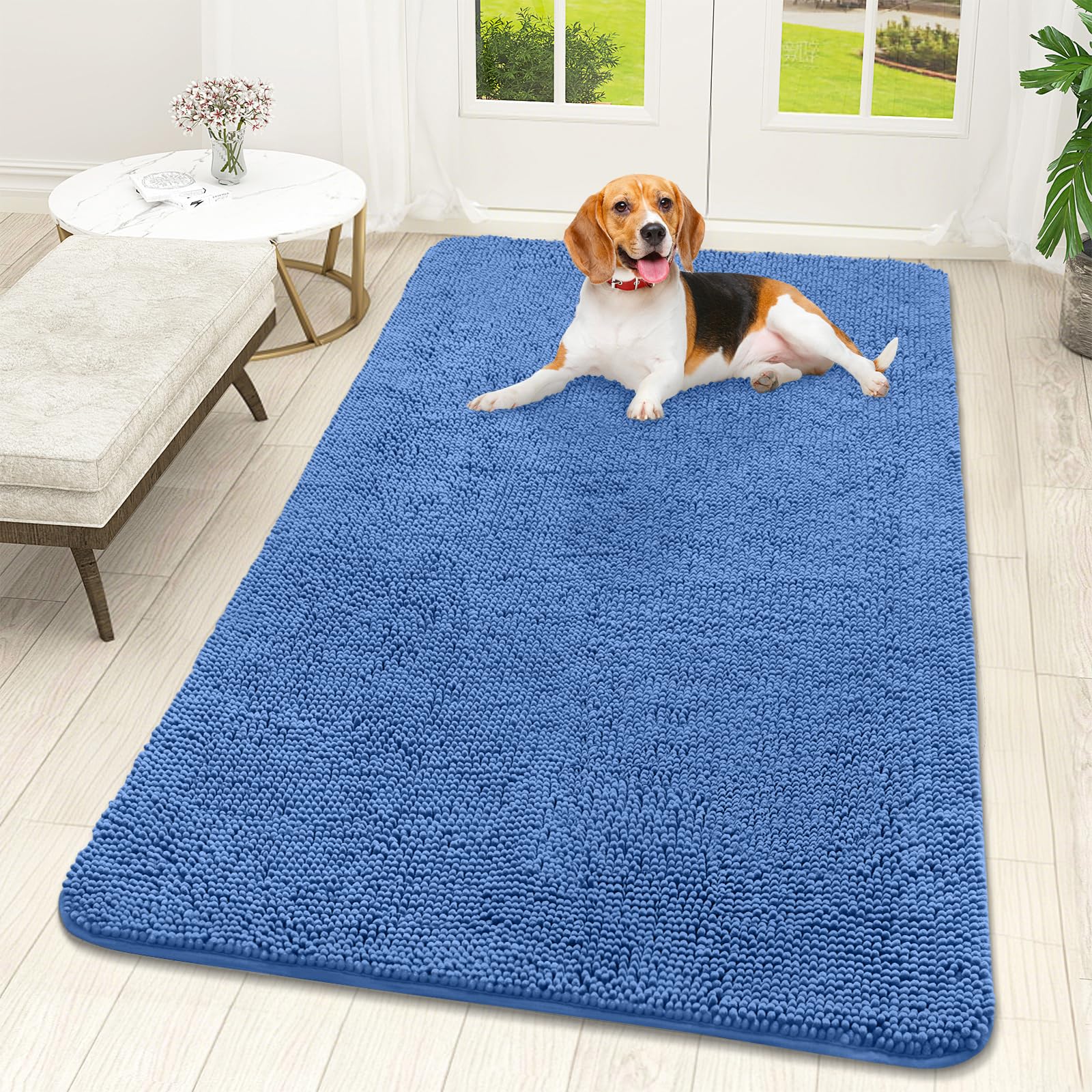 OLANLY Dog Door Mat for Muddy Paws 59x32, Super Absorbent Chenille Mud Mat