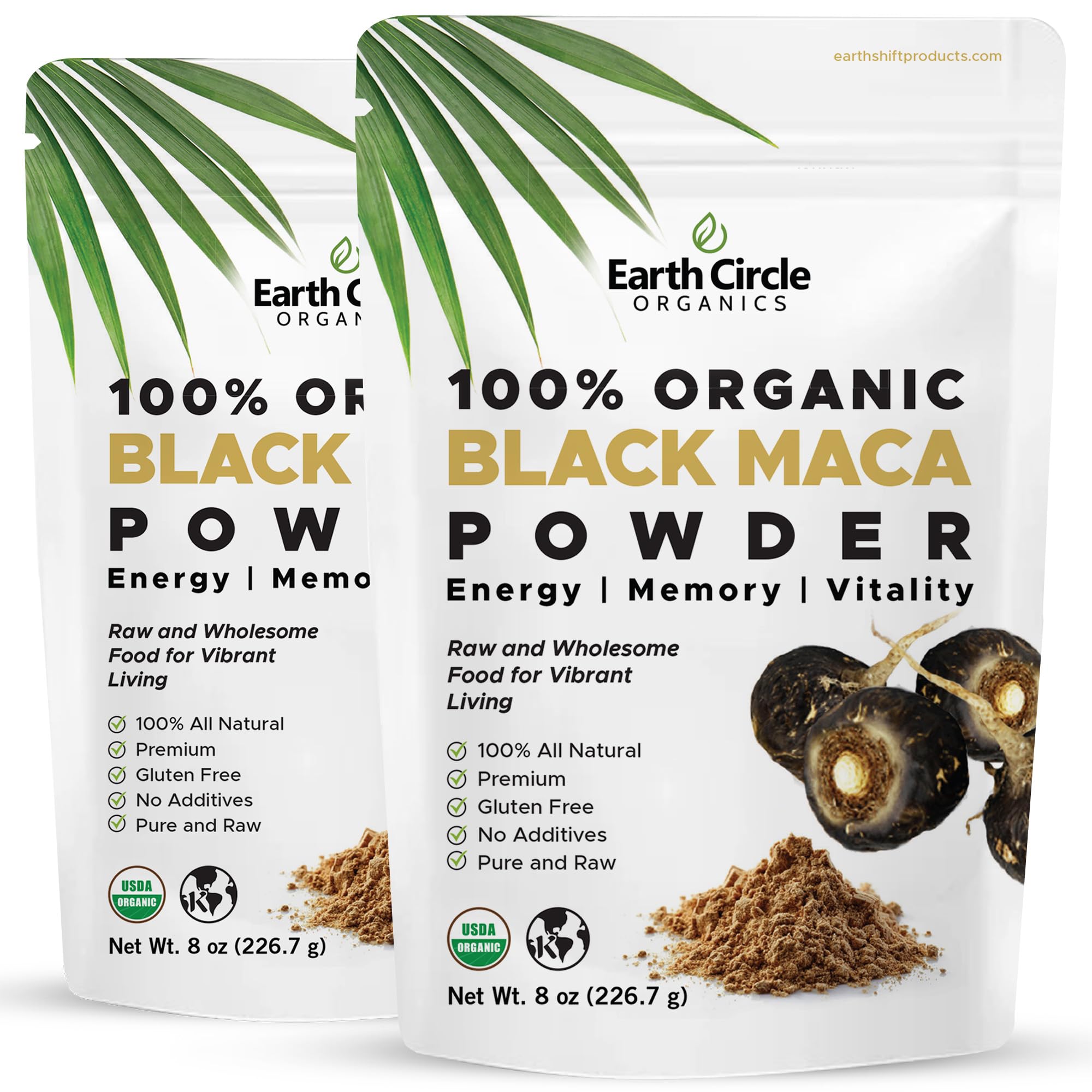 Organic Black Maca Peruvian Root Powder | Black Maca Root for Men | Natural Supplement | Essential Vitamins, Minerals & Fatty Acids Improved Energy | Immune Support (8oz, Pack of 2)